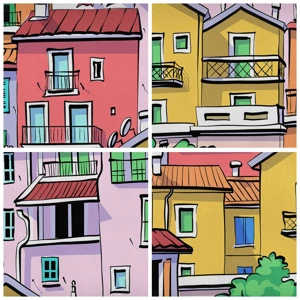 Cuadro sobre lienzo - Impresión de Imagen - Ciudad alegre - 100x40 cm