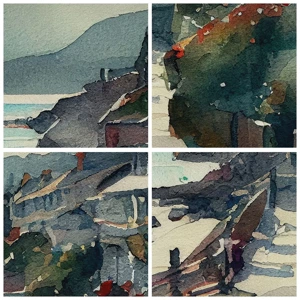 Cuadro sobre lienzo - Impresión de Imagen - Ciudad mediterránea - 30x30 cm