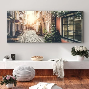 Cuadro sobre lienzo - Impresión de Imagen - El callejón de las rosas - 120x50 cm