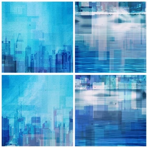 Cuadro sobre vidrio - Impresiones sobre Vidrio - La urbe azul - 140x50 cm