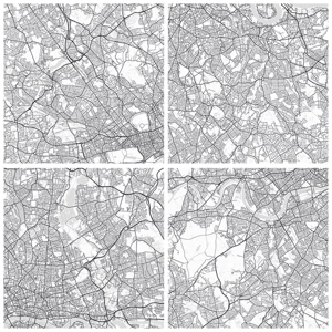 Cuadro sobre vidrio - Impresiones sobre Vidrio - Un mapa del laberinto de Londres - 90x30 cm