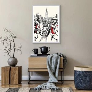 Póster en marco blanco - Improvisación en Nueva York - 50x70 cm