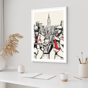 Póster en marco blanco - Improvisación en Nueva York - 50x70 cm