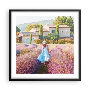 Póster en marco negro - La chica de la lavanda - 50x50 cm