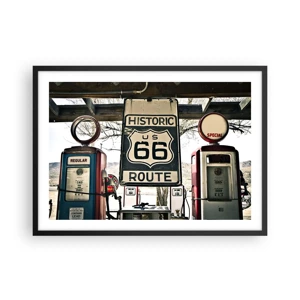 Póster en marco negro - Un viaje retro americano - 70x50 cm