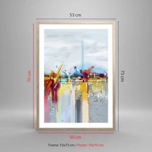 Póster en marco roble claro - Un puente de alegría sobre el río de la vida - 50x70 cm