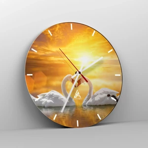 Reloj de pared - Reloj de vidrio - Corazón es la palabra más bella del mundo... - 30x30 cm