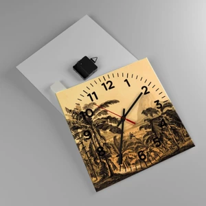 Reloj de pared - Reloj de vidrio - En un ambiente colonial - 30x30 cm