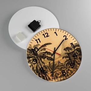 Reloj de pared - Reloj de vidrio - En un ambiente colonial - 30x30 cm