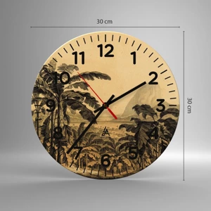 Reloj de pared - Reloj de vidrio - En un ambiente colonial - 30x30 cm