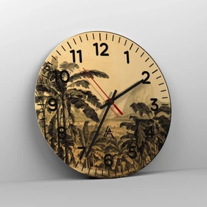 Reloj de pared - Reloj de vidrio - En un ambiente colonial - 30x30 cm