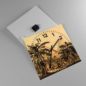 Reloj de pared - Reloj de vidrio - En un ambiente colonial - 40x40 cm