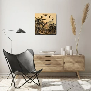 Reloj de pared - Reloj de vidrio - En un ambiente colonial - 40x40 cm