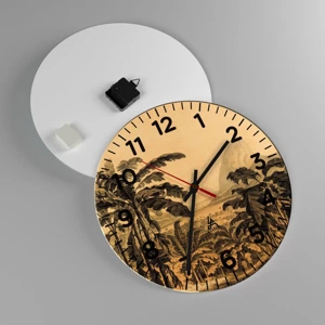 Reloj de pared - Reloj de vidrio - En un ambiente colonial - 40x40 cm