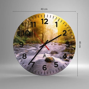 Reloj de pared - Reloj de vidrio - Malaquita en un marco de plata y oro - 40x40 cm