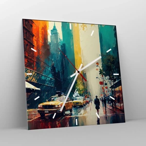 Reloj de pared - Reloj de vidrio - Nueva York - hasta la lluvia es colorida - 30x30 cm