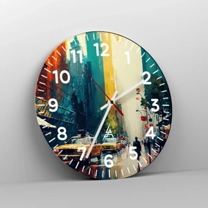 Reloj de pared - Reloj de vidrio - Nueva York - hasta la lluvia es colorida - 40x40 cm