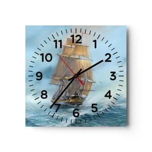 Reloj de pared - Reloj de vidrio - Surcando las olas - 30x30 cm