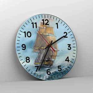 Reloj de pared - Reloj de vidrio - Surcando las olas - 30x30 cm