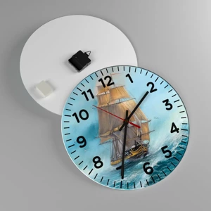 Reloj de pared - Reloj de vidrio - Surcando las olas - 40x40 cm