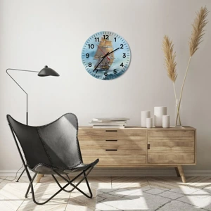 Reloj de pared - Reloj de vidrio - Surcando las olas - 40x40 cm