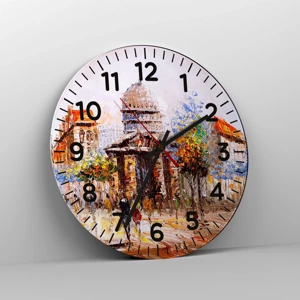 Reloj de pared - Reloj de vidrio - Un paseo parisino - 30x30 cm